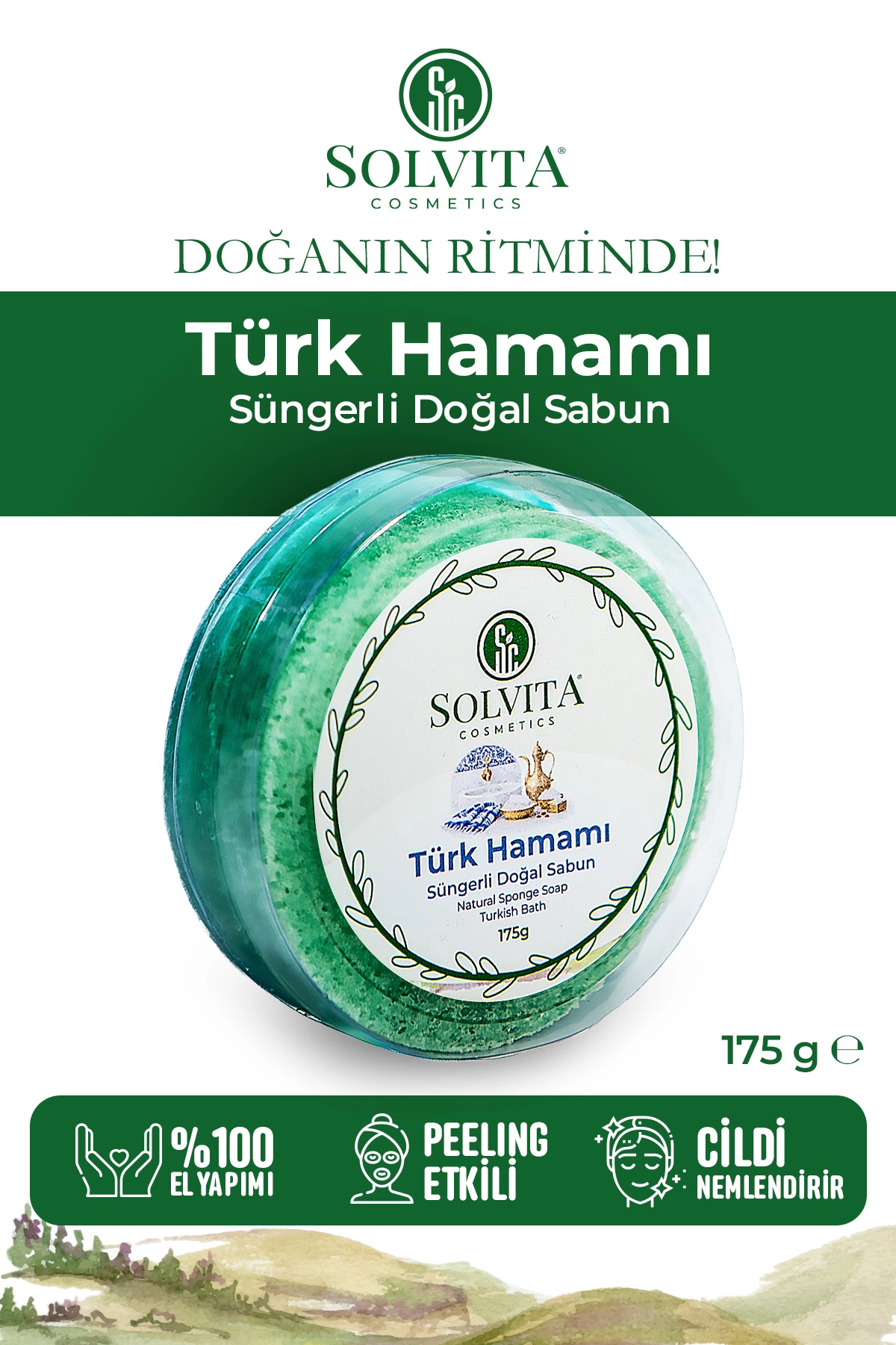 %100 El Yapımı Süngerli Türk Hamamı Sabunu