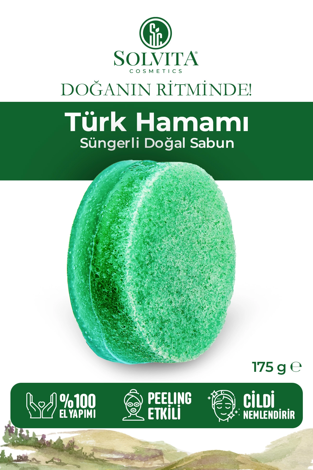 %100 El Yapımı Süngerli Türk Hamamı Sabunu